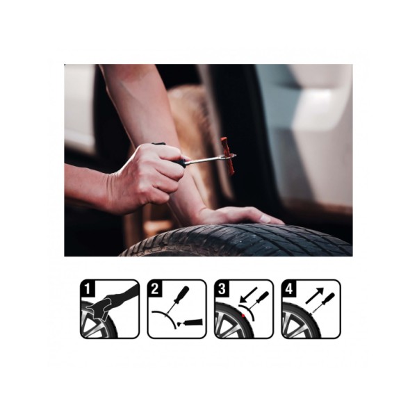 Kit Repara Pinchazos Equipo de Reparación de Neumáticos